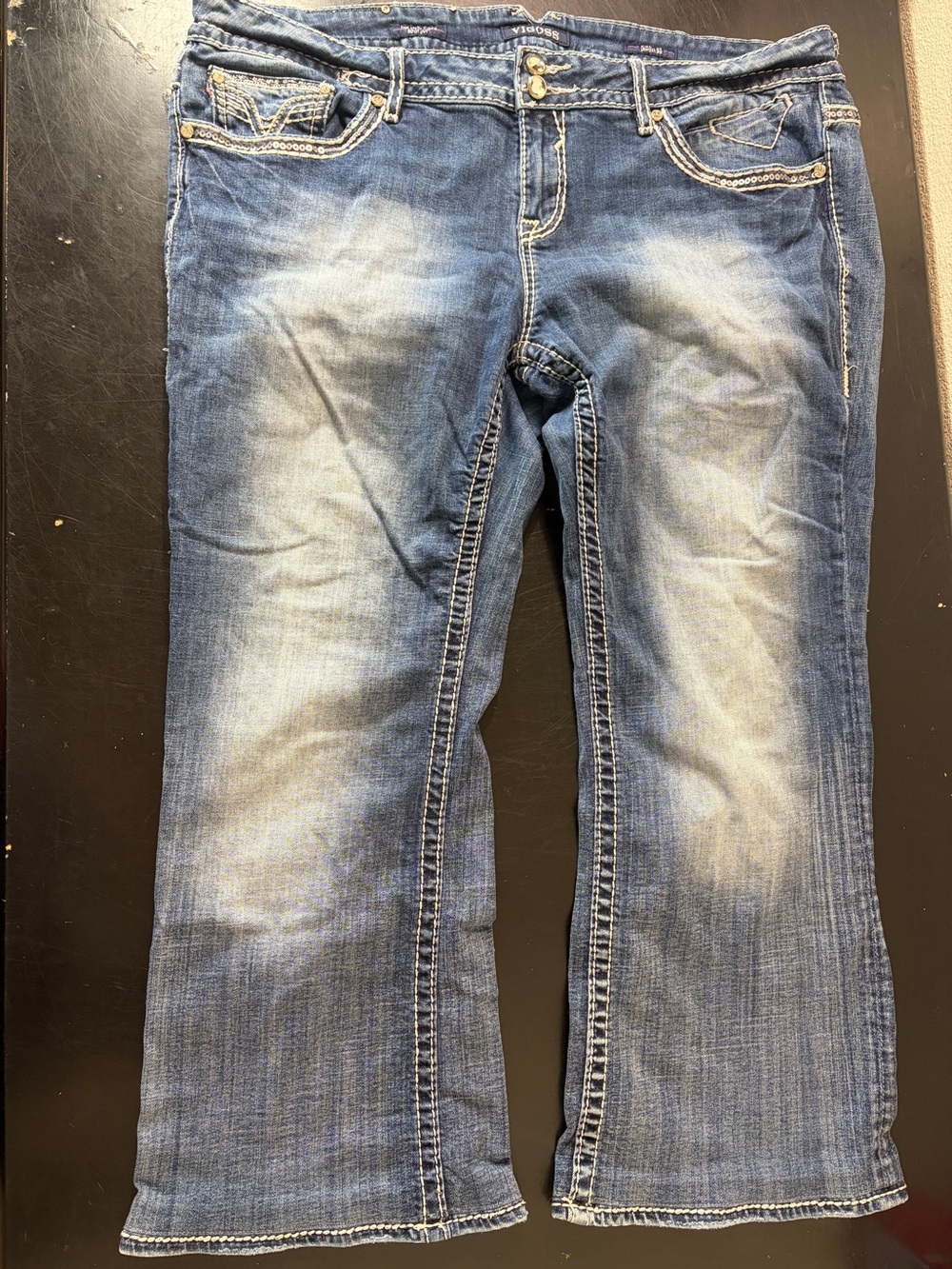 Vigoss Light Blue Faded Bootcut Jeans with Contrast Stitching